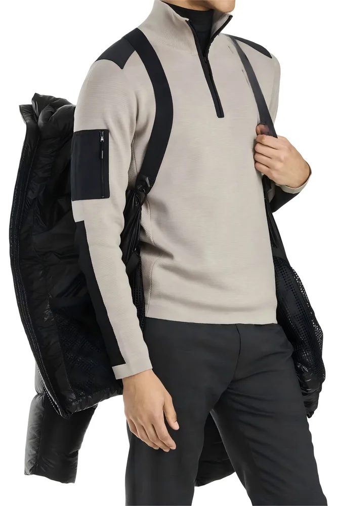 Men’s Duck Down Jacket — Black — Black, carried over the shoulder, interior view
