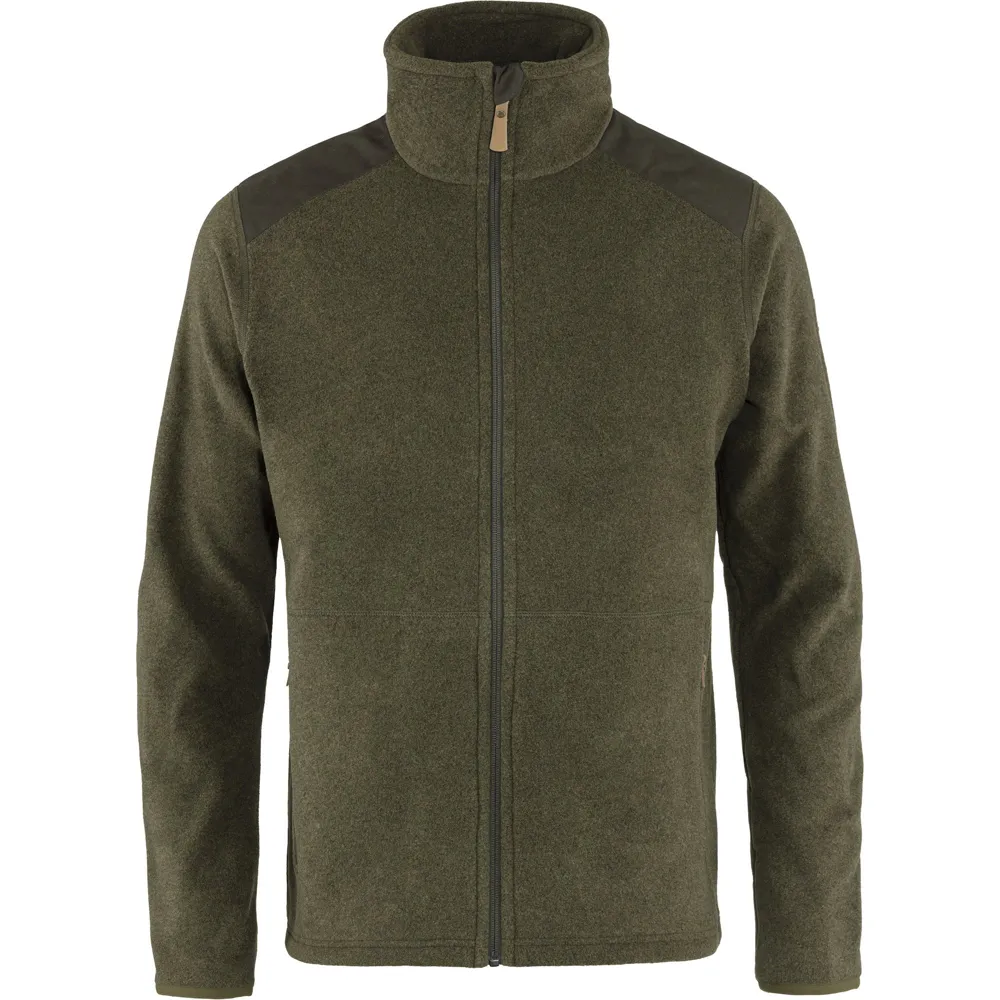 Men’s Fleece Jacket — Army Green & Navy — Army Green, front view