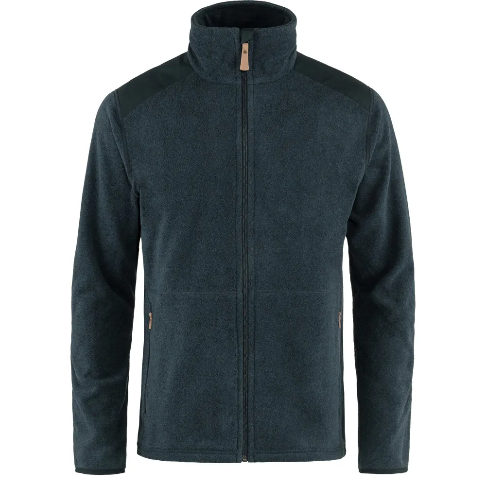 Men’s Fleece Jacket — Army Green & Navy — Navy, front view