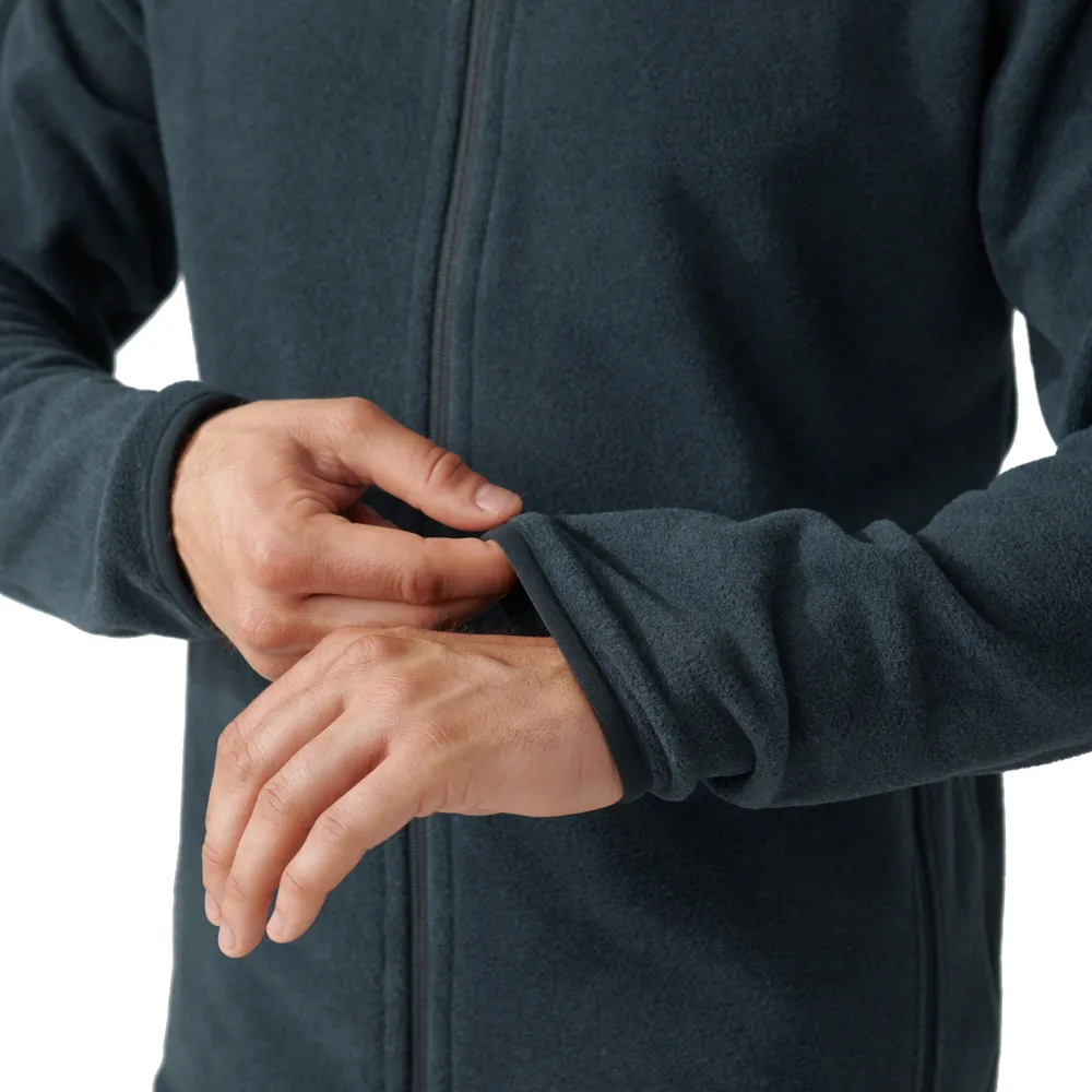 Men’s Fleece Jacket — Army Green & Navy — Navy, cuff and hand detail