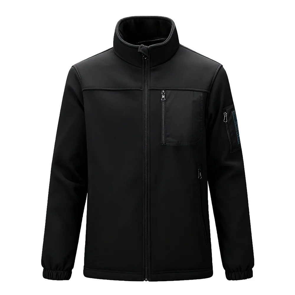 Men’s Fleece Jacket — Black & Green — Black, front view