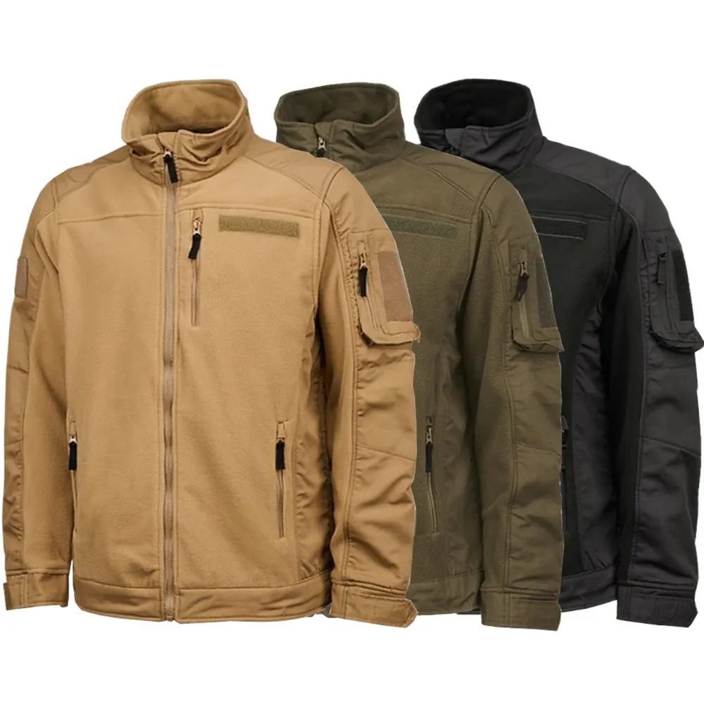 Men’s Fleece Jacket — Brown, Black & Army Green — Brown, Black & Army Green, the three colourways together