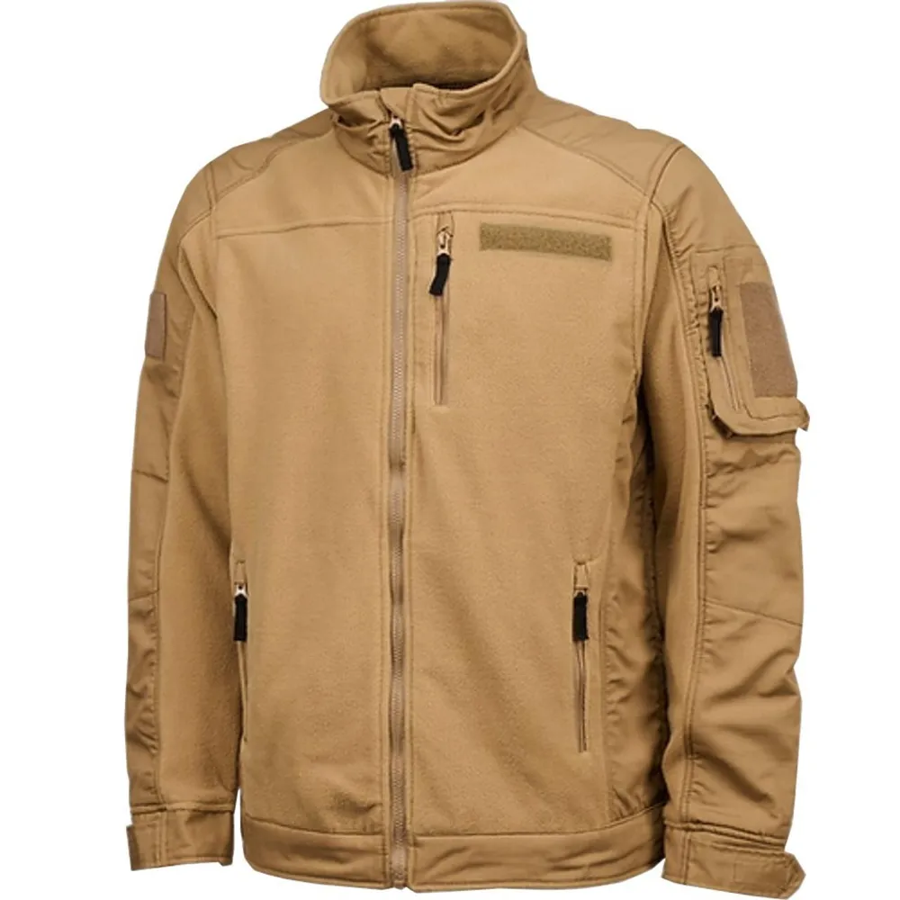 Men’s Fleece Jacket — Brown, Black & Army Green — Brown, front view