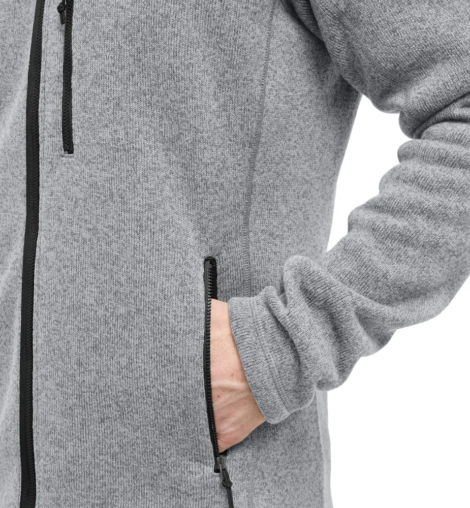 Men’s Fleece Jacket — Grey — Grey, hand pocket detail