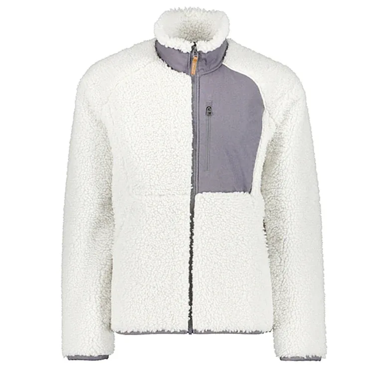 Men’s Fleece Jacket — Navy & White — White, front view