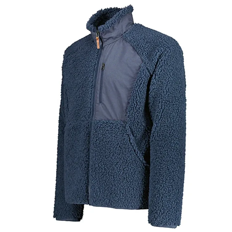 Men’s Fleece Jacket — Navy & White — Navy, three-quarter view