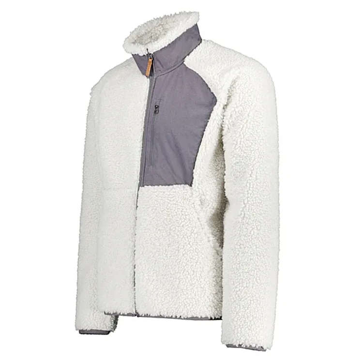 Men’s Fleece Jacket — Navy & White — White, three-quarter view
