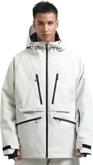Men's Fleece-Lined Hooded Jacket — White — White, worn front view, full length