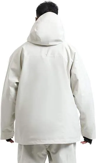 Men's Fleece-Lined Hooded Jacket — White — White, worn back view