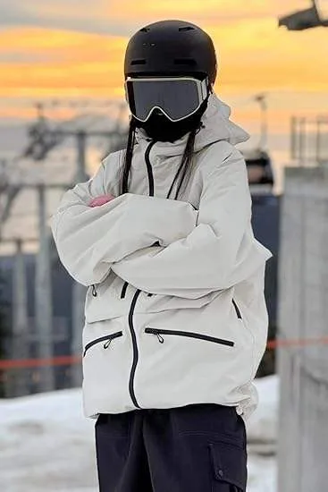 Men's Fleece-Lined Hooded Jacket — White — White, worn at the resort