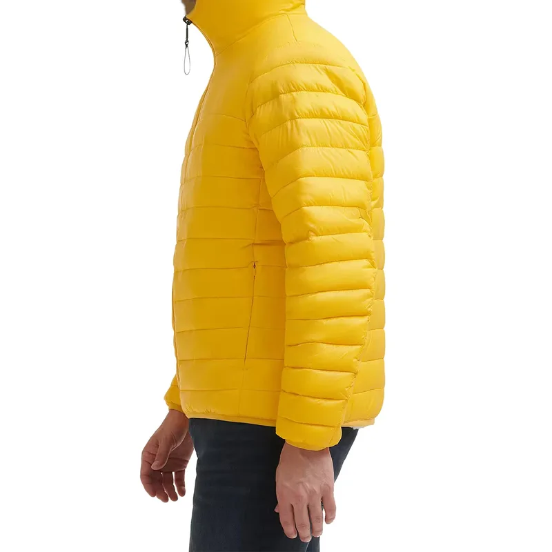 Men's Fleece-Lined Puffer Jacket — 3 Colourways — Yellow, worn side view