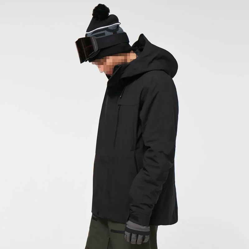 Men's Fleece-Lined Ski Jacket — Black, worn side view