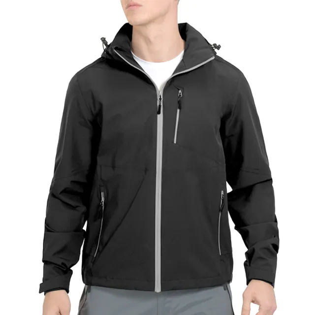 Men’s Fleece-Lined Softshell Jacket — Black — Black, worn front view