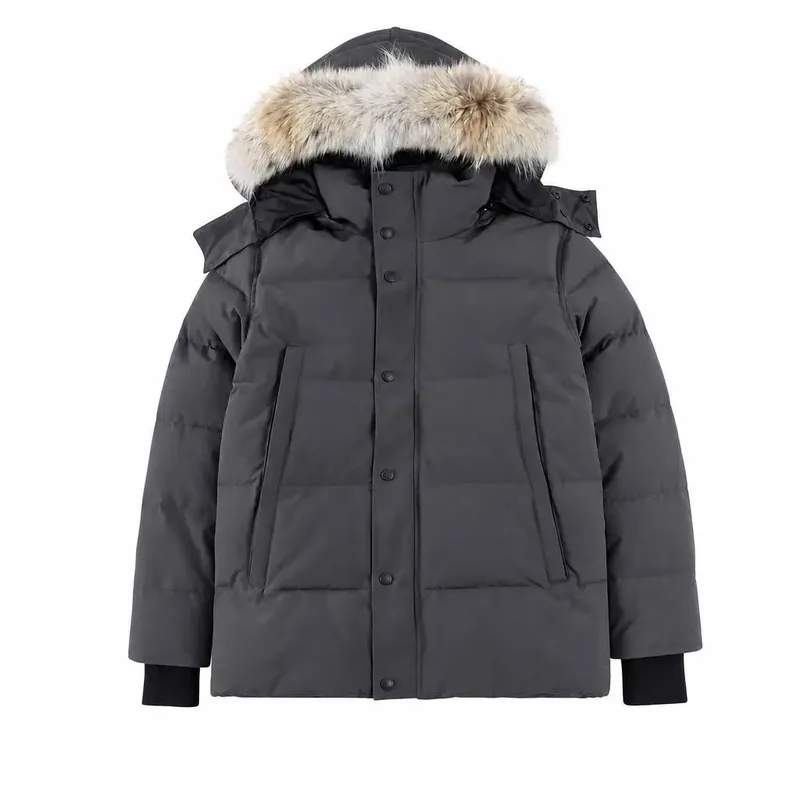 Men's Fur-Collar Down Parka — Charcoal Grey