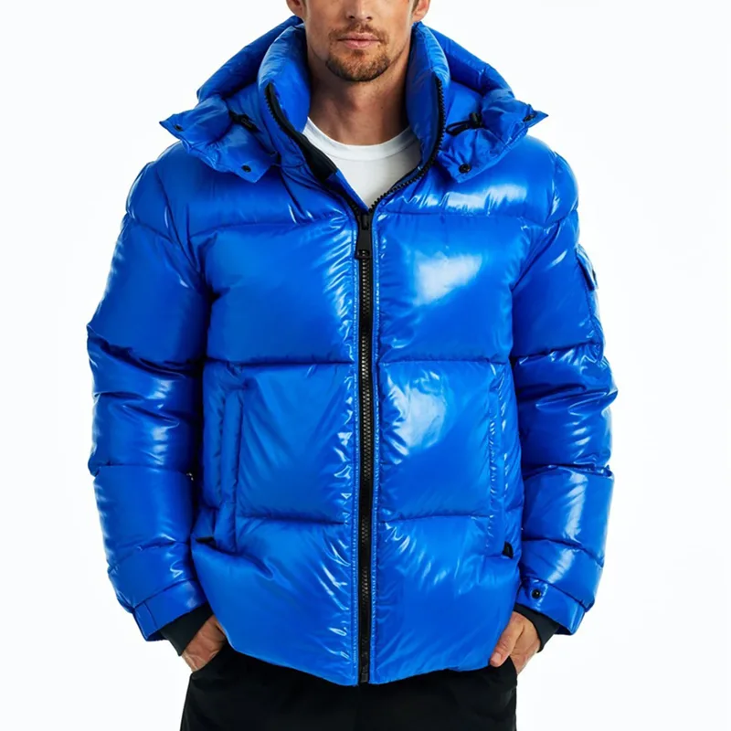 Men's Glossy Hooded Puffer Jacket — 1 Colourway