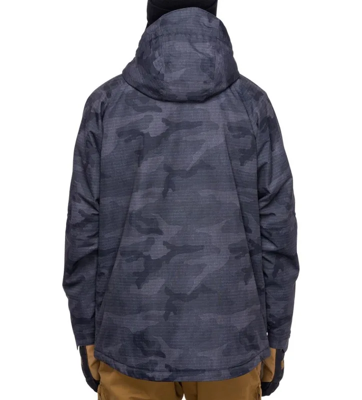 Men's Grey Camo Ski Jacket — 1 Colourway — Grey Camo & Black, worn back view