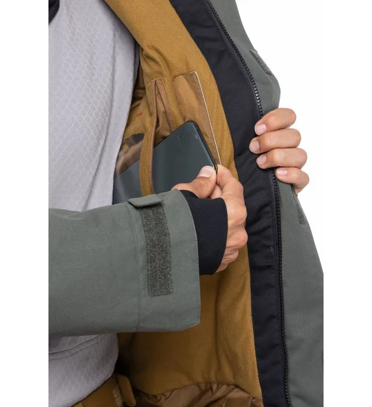 Men's Grey Camo Ski Jacket — 1 Colourway — Grey Camo & Black, inner pocket detail