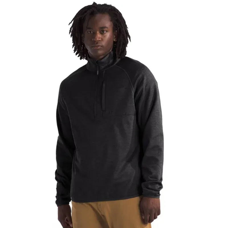 Men's Half-Zip Fleece Pullover — 5 Colourways — Black, front view