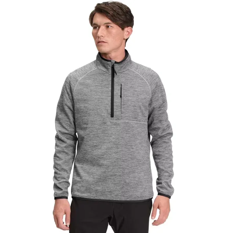 Men's Half-Zip Fleece Pullover — 5 Colourways — Grey Melange, front view