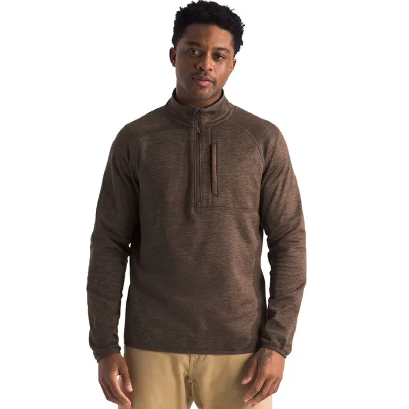 Men's Half-Zip Fleece Pullover — 5 Colourways — Brown, front view