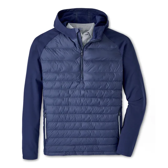 Men’s Half-Zip Hooded Hybrid Jacket — Navy — Navy, front view