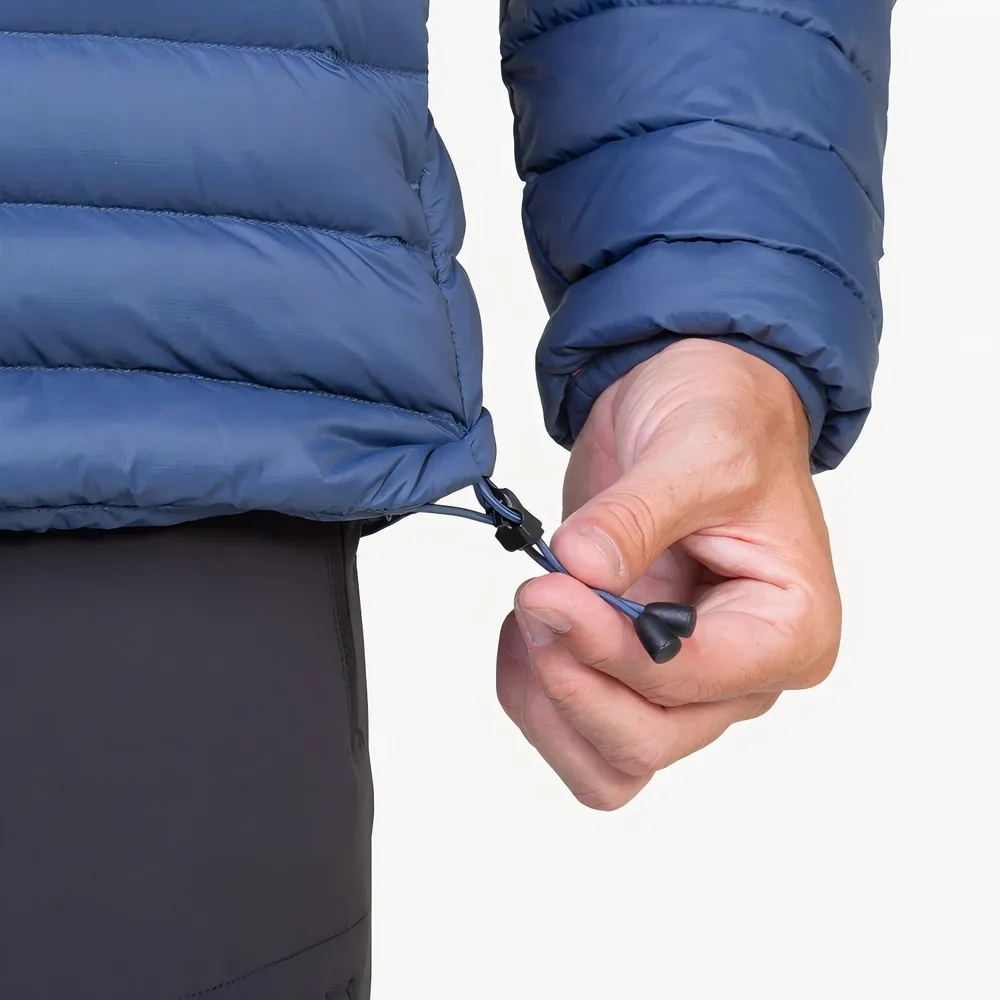 Men’s Half-Zip Quilted Jacket — Blue — Blue, hem drawcord detail