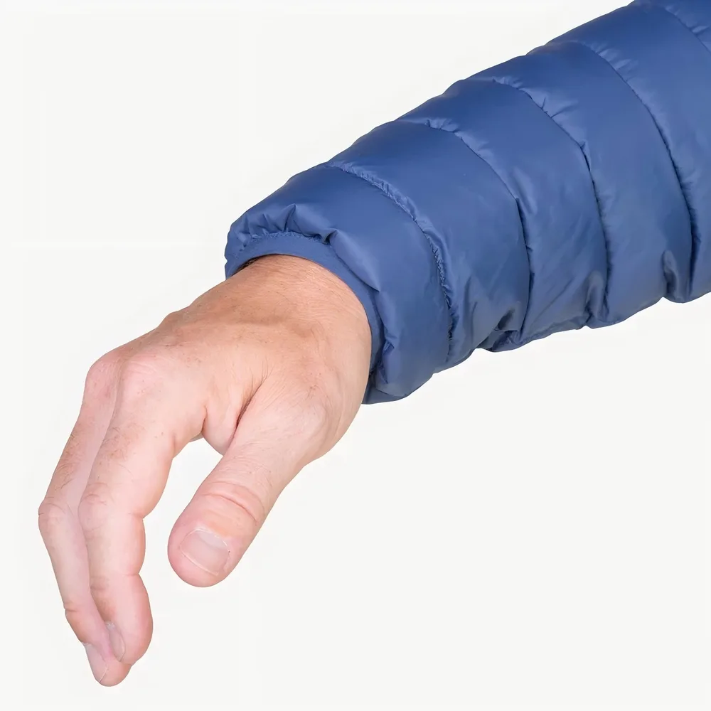 Men’s Half-Zip Quilted Jacket — Blue — Blue, cuff detail
