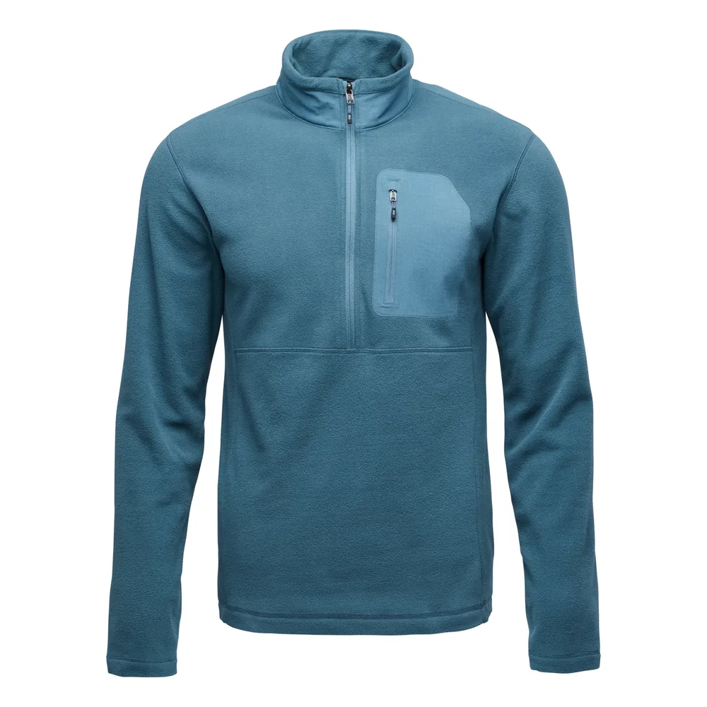 Men’s Half-Zip Softshell Pullover — Blue & Black — Blue, front view