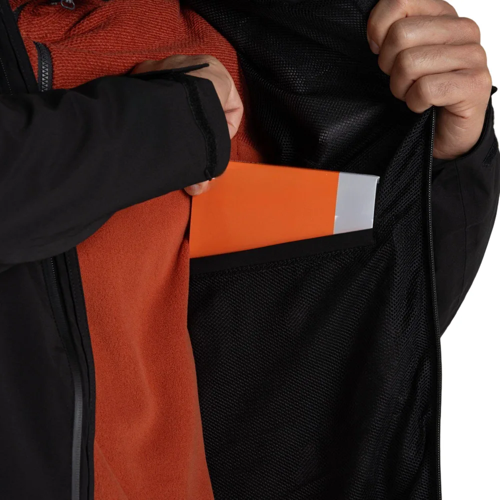 Men’s Hardshell Jacket — 5 Colourways — Black, inside pocket detail