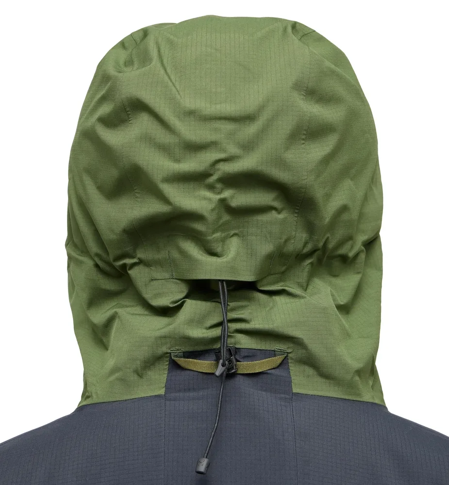 Men's Hard Shell Jacket — Army Green — Army Green, hood back view