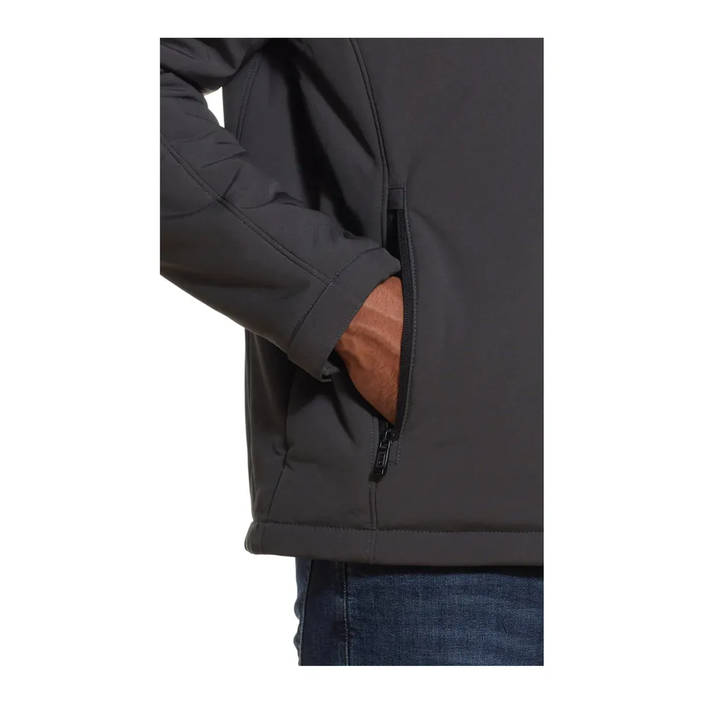 Men’s Hardshell Jacket — Grey — Grey, side pocket close-up