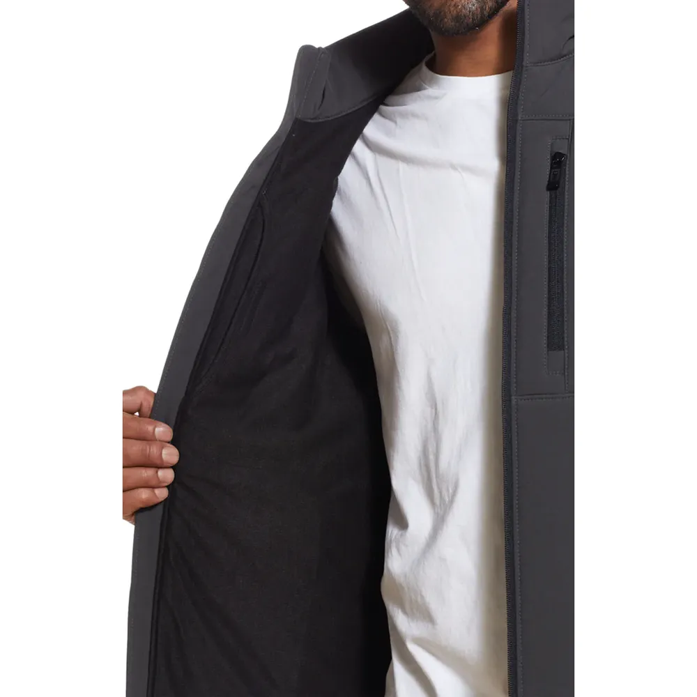 Men’s Hardshell Jacket — Grey — Grey, front zip close-up