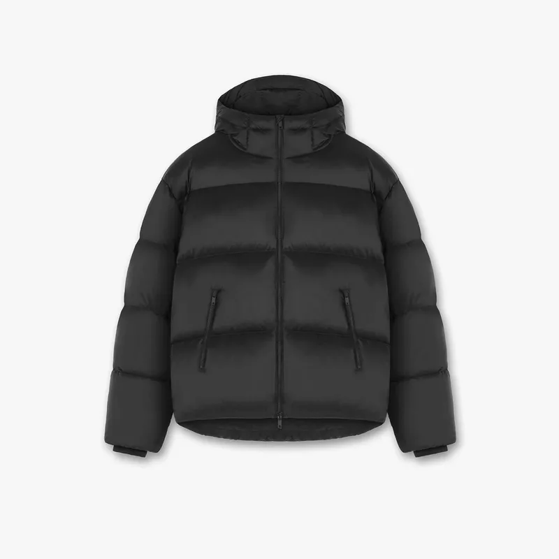 Men's Hooded Bubble Puffer Jacket — 3 Colourways — Dark Grey, front view