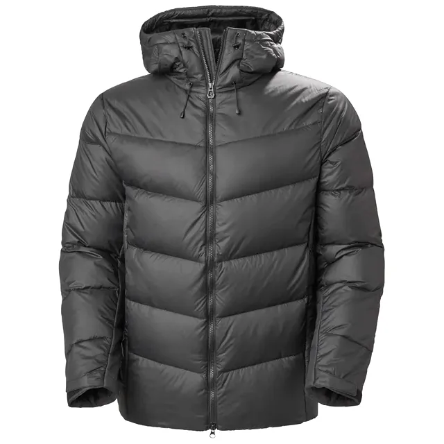 Men’s Hooded Chevron Puffer Jacket — Black — Black, front view