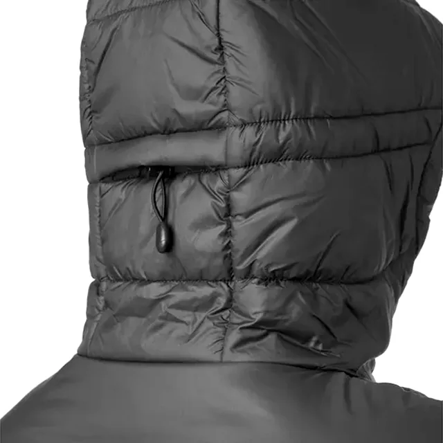 Men’s Hooded Chevron Puffer Jacket — Black — Black, hood detail
