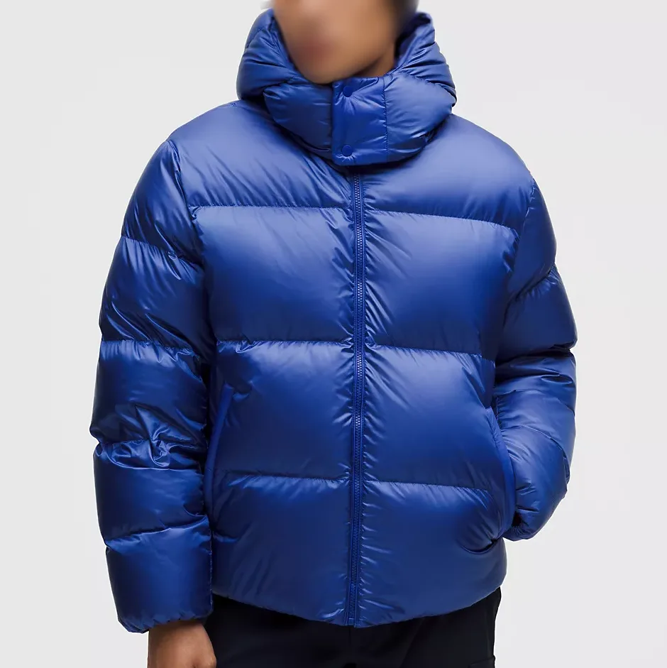 Men’s Hooded Cotton-Filled Puffer Jacket — 4 Colourways — Royal Blue, front view, worn