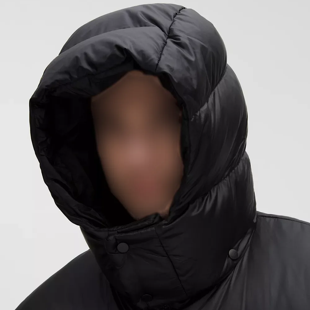 Men’s Hooded Cotton-Filled Puffer Jacket — 4 Colourways — Black, hood detail