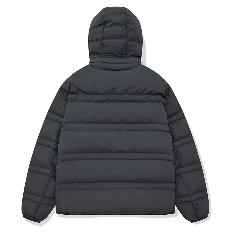 Men's Hooded Down Puffer Coat — 1 Colourway — Black, ghost back view
