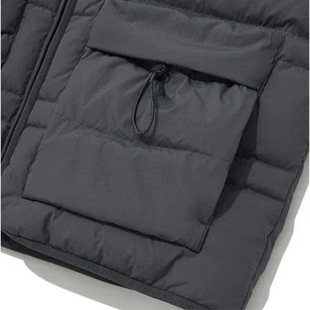 Men's Hooded Down Puffer Coat — 1 Colourway — Black, bellows pocket detail