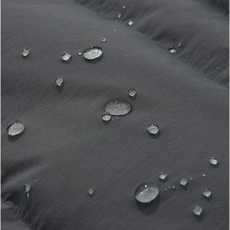 Men's Hooded Down Puffer Coat — 1 Colourway — Black, shell fabric close-up