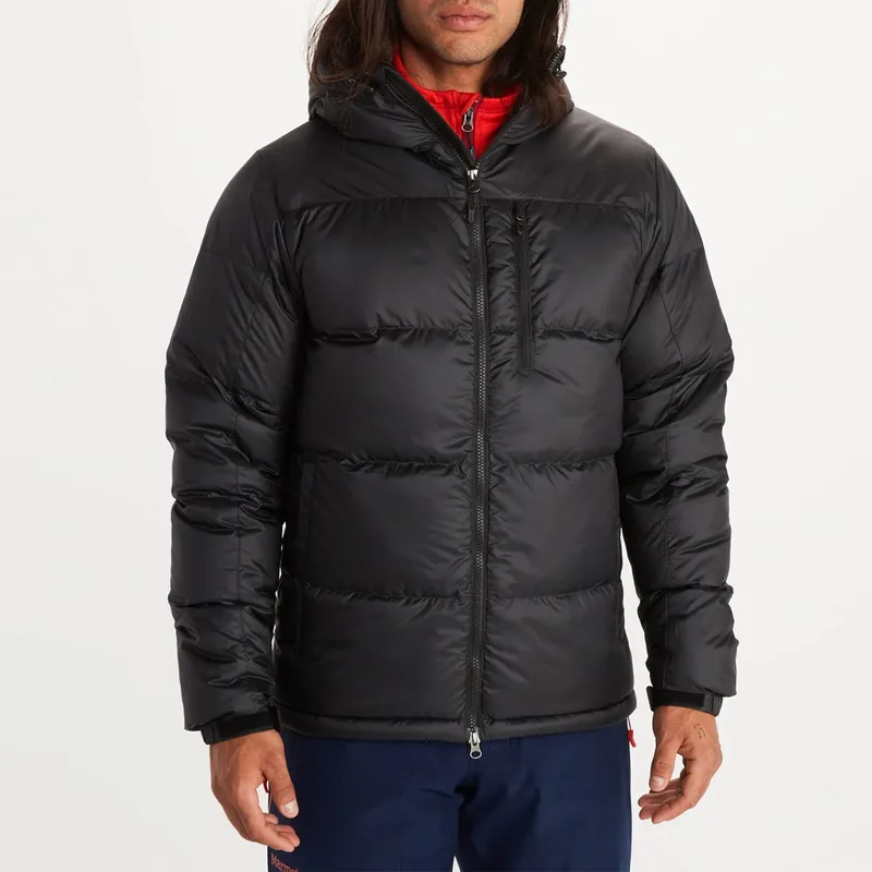 Men's Hooded Duck Down Puffer Jacket — 3 Colourways — Black, worn front view