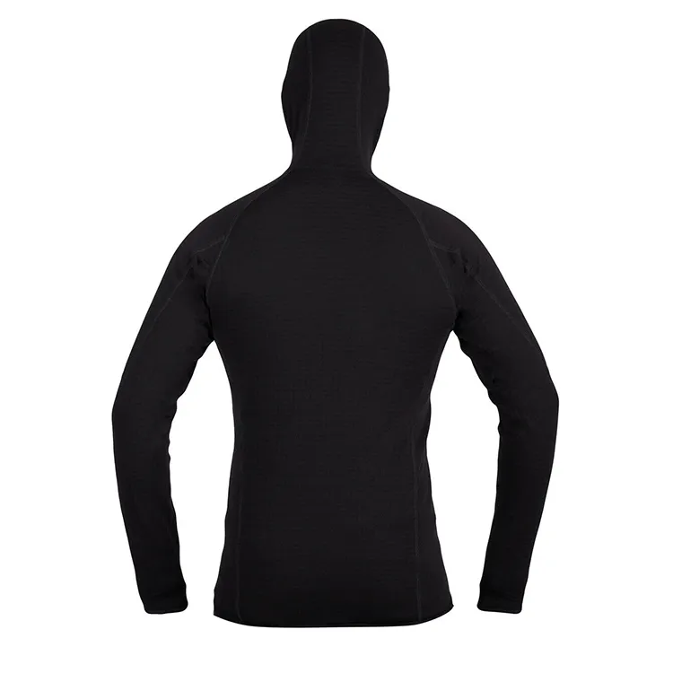Men’s Hooded Fleece Jacket — Blue, Red & Black — Black, back view