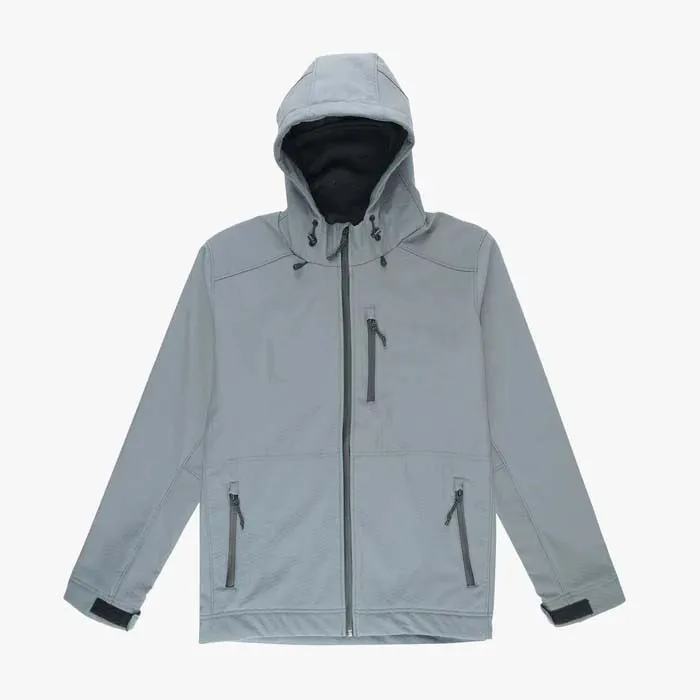 Men’s Hooded Hardshell Jacket — Camouflage & Light Grey — Light Grey, flat front view