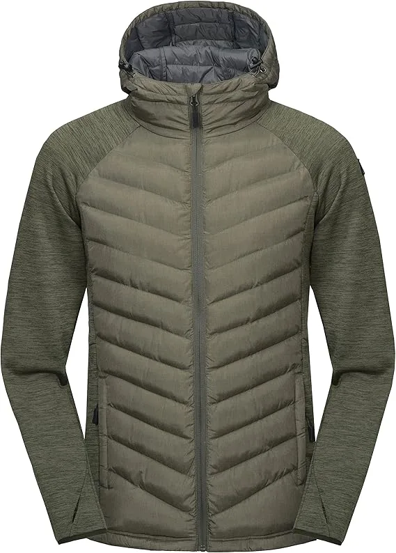 Men’s Hooded Hybrid Jacket — Army Green & Black — Army Green, front view