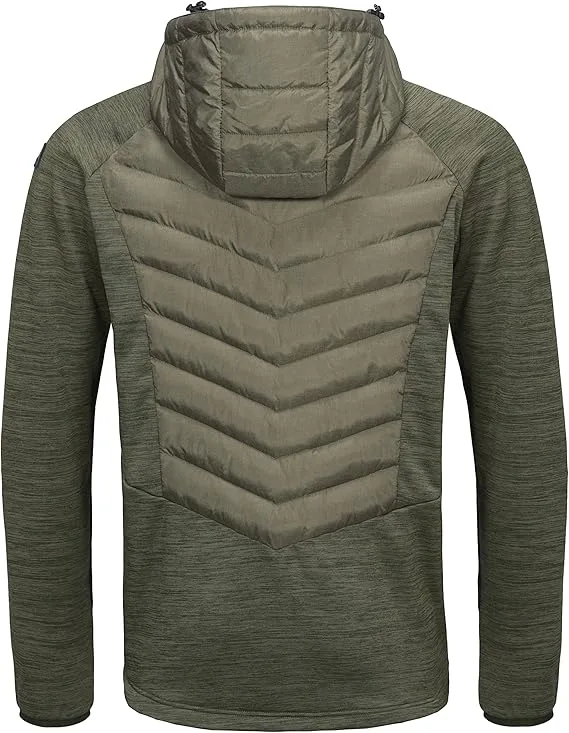 Men’s Hooded Hybrid Jacket — Army Green & Black — Army Green, back view