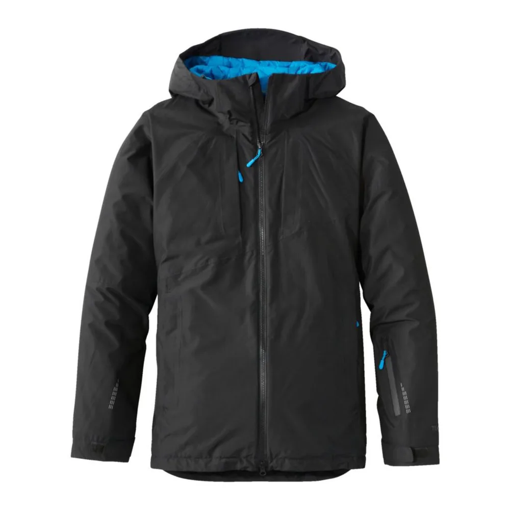 Men’s Hooded Insulated Jacket — Black with Blue Lining — Black, front view