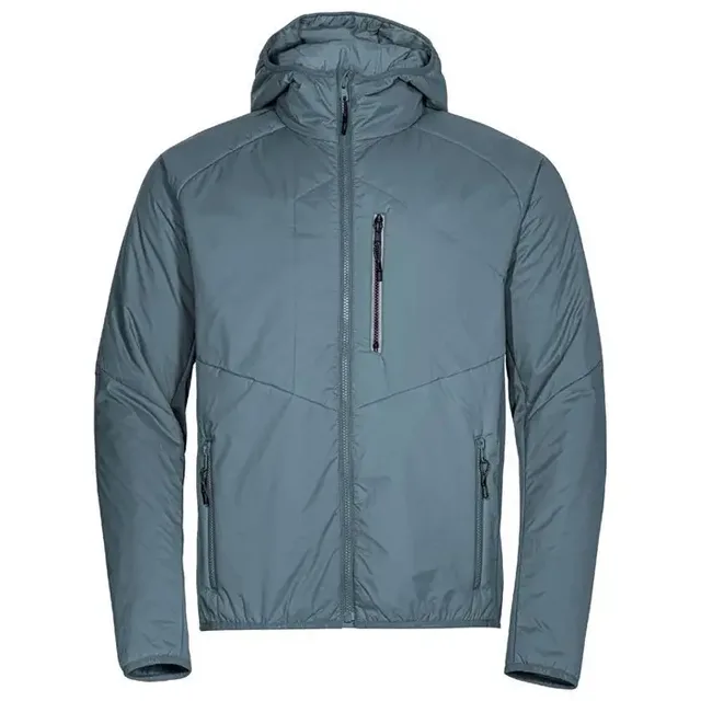 Men’s Hooded Insulated Jacket — Slate Blue & Dark Blue — Slate Blue, front view