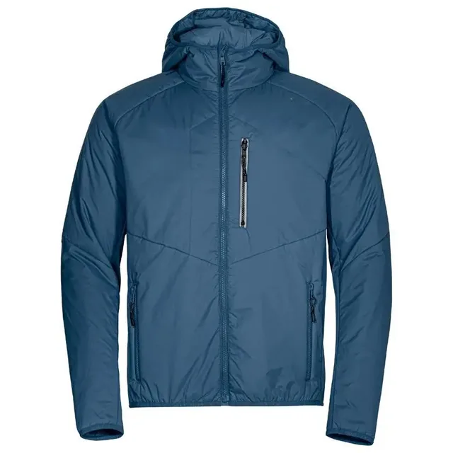 Men’s Hooded Insulated Jacket — Slate Blue & Dark Blue — Dark Blue, front view