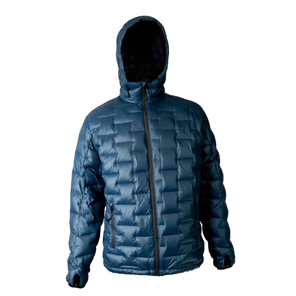 Men’s Hooded Padded Jacket — 3 Colourways — Blue, front view, hood up