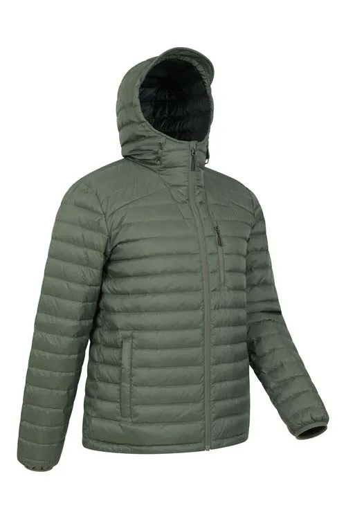 Men’s Hooded Padded Jacket — Army Green — Army Green, three-quarter front view